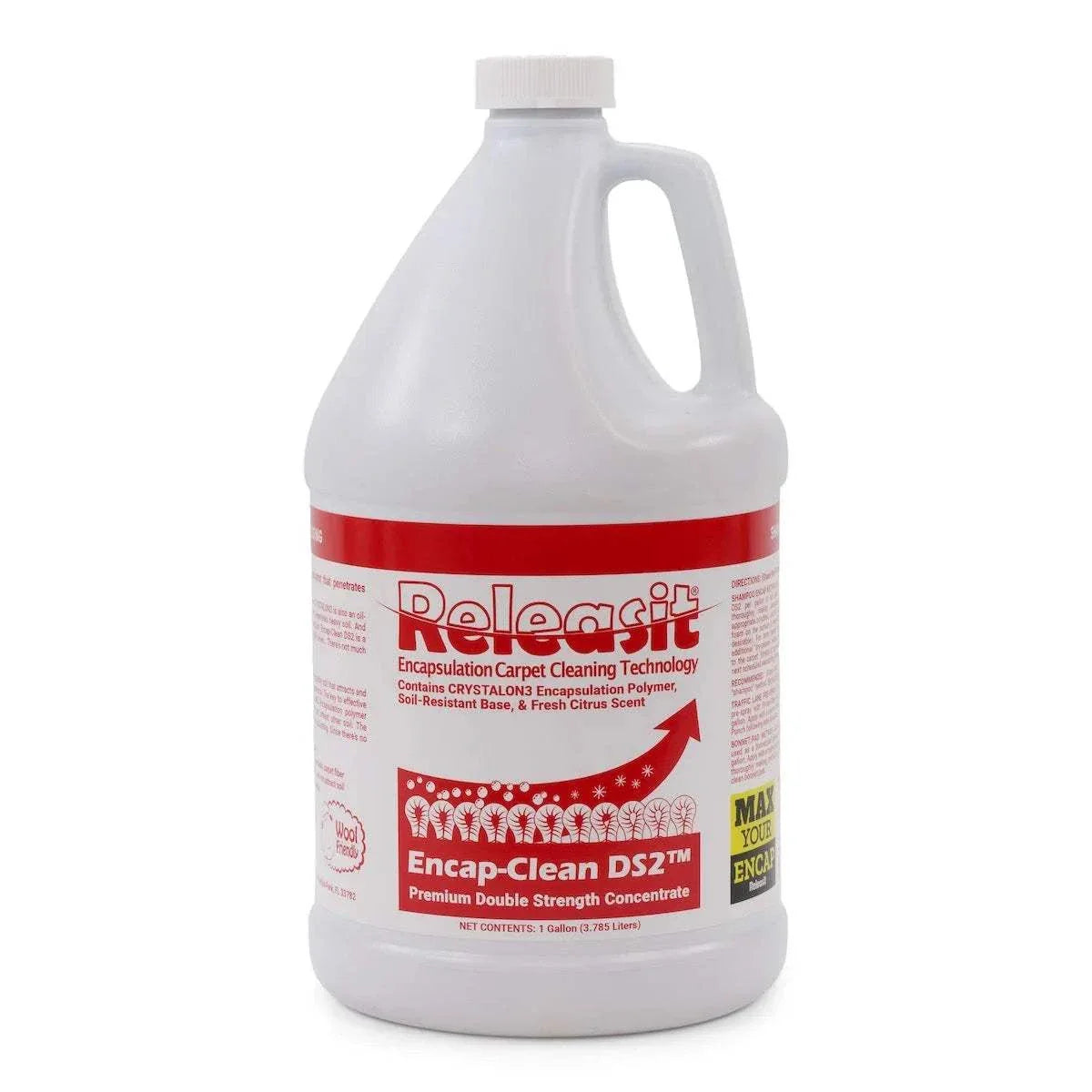 4 gallon container of Releasit Encap-Clean DS2 encapsulation carpet cleaning detergent