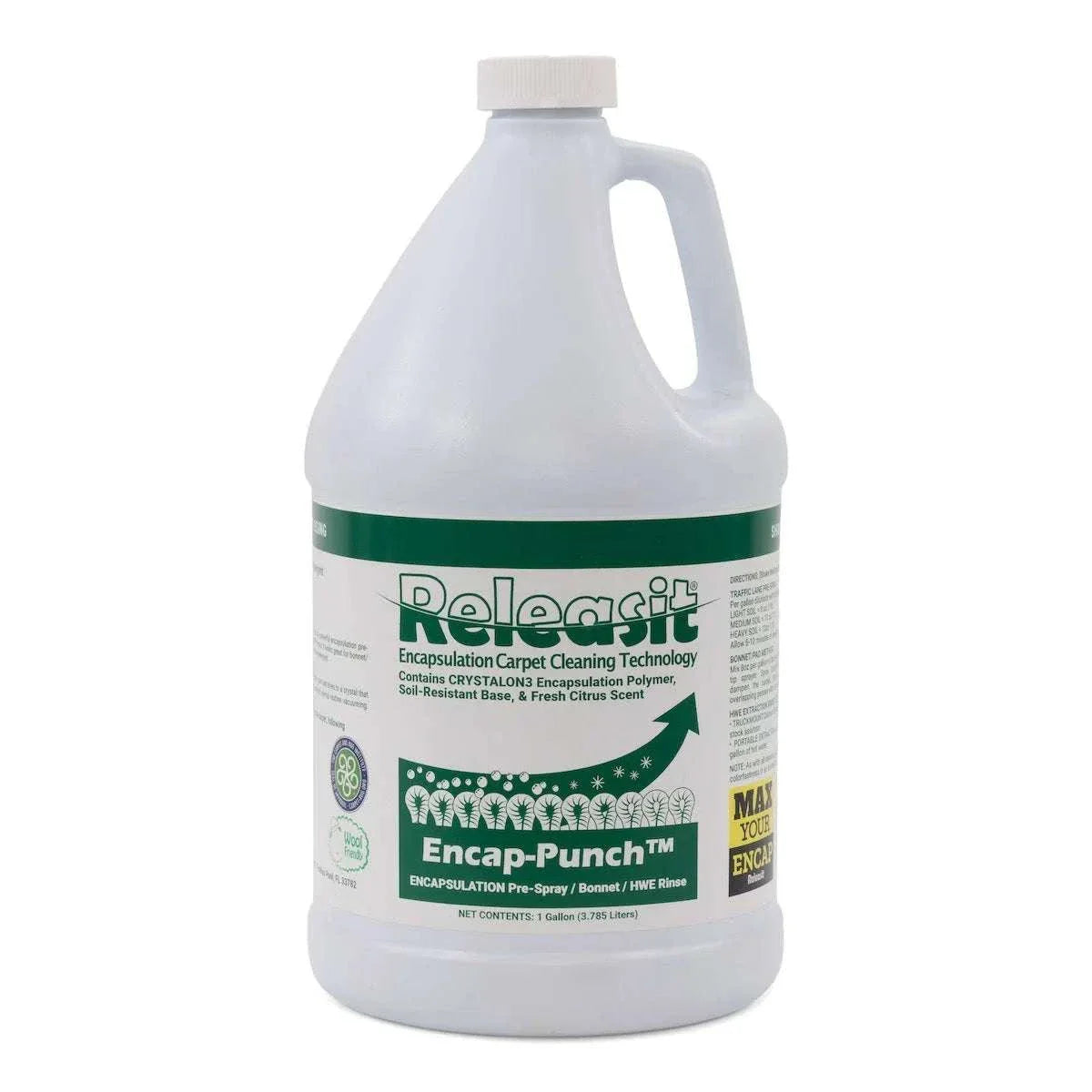 4 gallon container of Releasit Encap-Punch carpet cleaning encapsulation pre-spray
