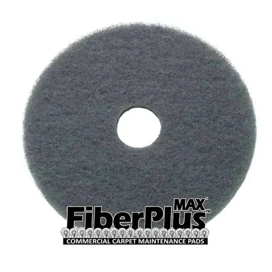 FiberPlus MAX Carpet Cleaning Pads 12 inch gray synthetic fibers case of 5 for commercial carpet cleaning