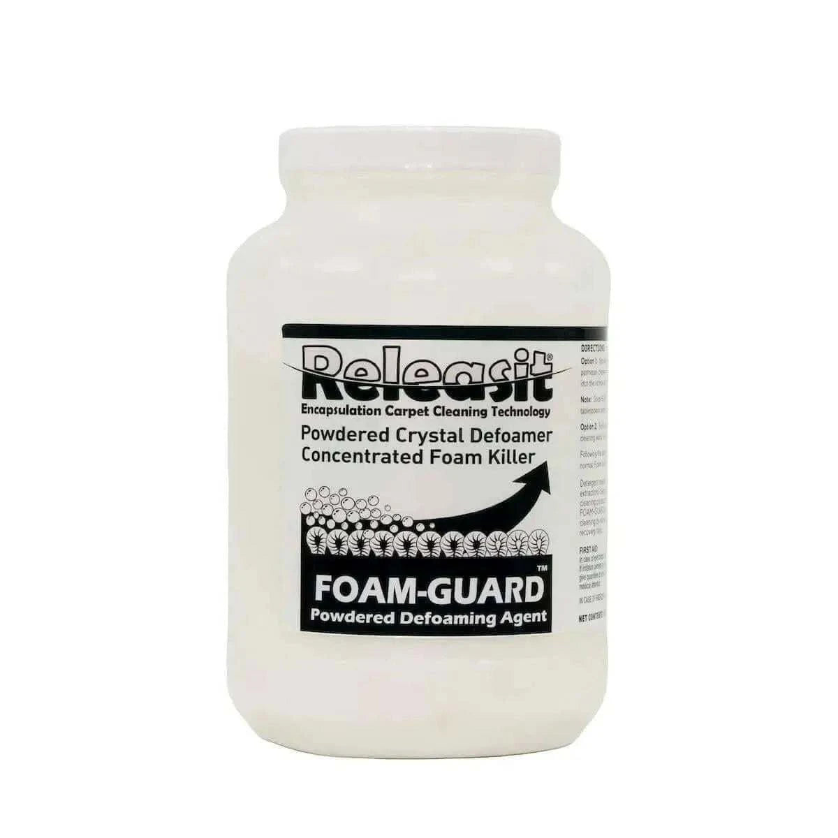 Releasit Foam-Guard Crystal Carpet Defoamer 8-pound jar for eliminating foam buildup during carpet cleaning