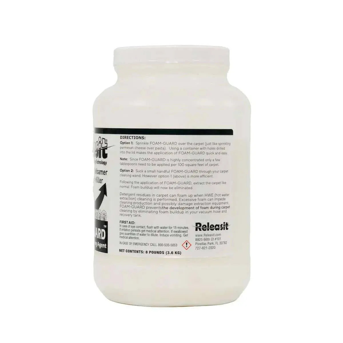 • Releasit Foam-Guard Crystal Carpet Defoamer 8-pound jar 4 to a case •