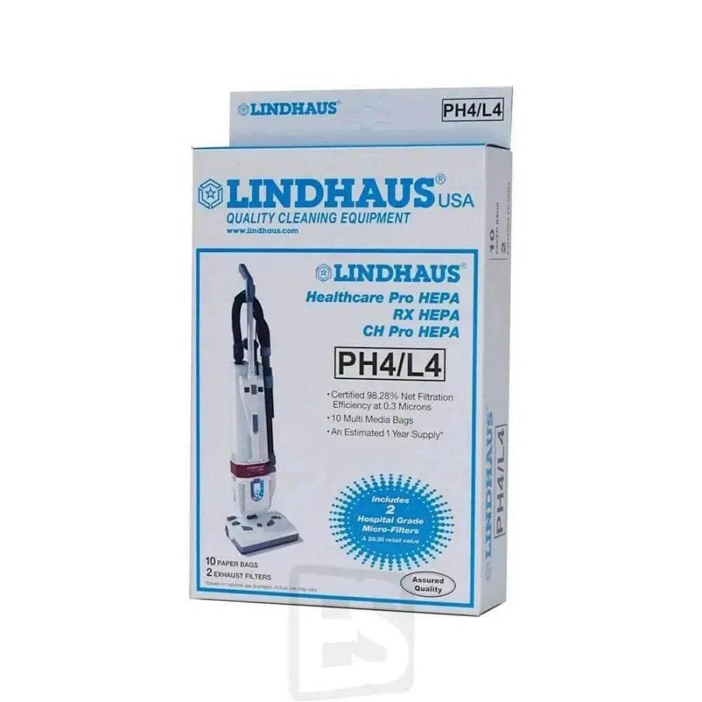 Lindhaus PH4 Bags with micro exhaust filters for PRO RX-HEPA vacuums box of 10 high filtration paper bags
