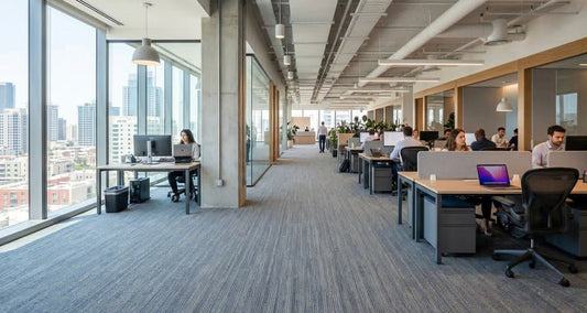 Commercial capet cleaning using the encapsulation cleaning method for large office carpet carpet cleaning.